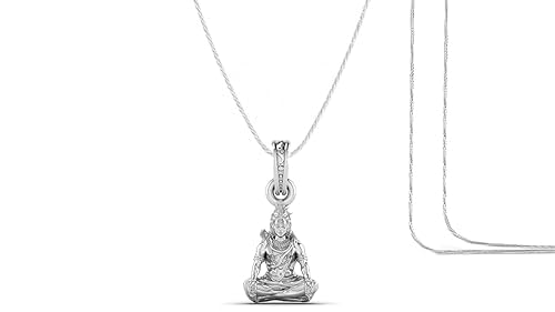INDIA MADESterling Silver (92.5% purity) God Shiva Chain Pendant for Men & Women Pure Silver Lord Shiv Chain Locket for Good Health & Wealth-AMZ164