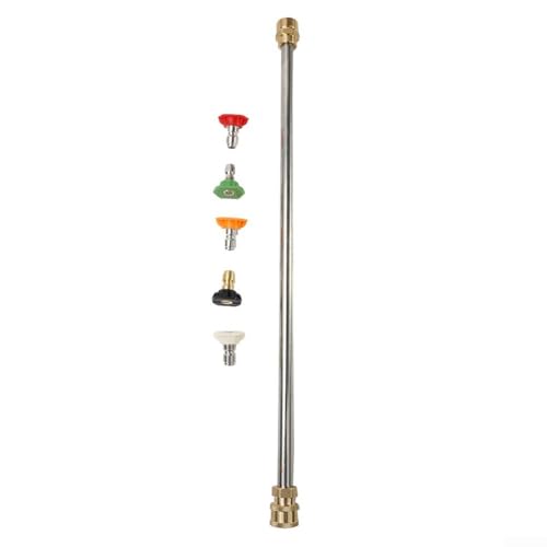 Le kit d'accessoires pour nettoyeur haute pression au design élégant comprend une lance robuste, une connexion M22 et cinq embouts de pulvérisation essentiels