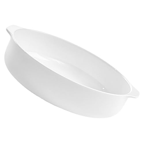 Veemoon White Porcelain Plate Ceramic Baking Sheet Cheese Board Dish Handles for Baking and Serving