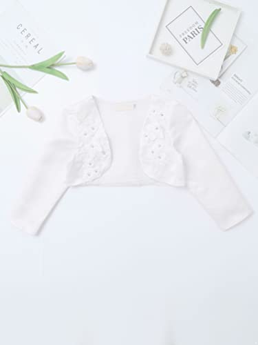 TiaoBug Kids Flower Girl Dress Coat Cropped Jacket Girls Long Sleeve Bolero Shrugs Open Front Cardigan Sweater3
