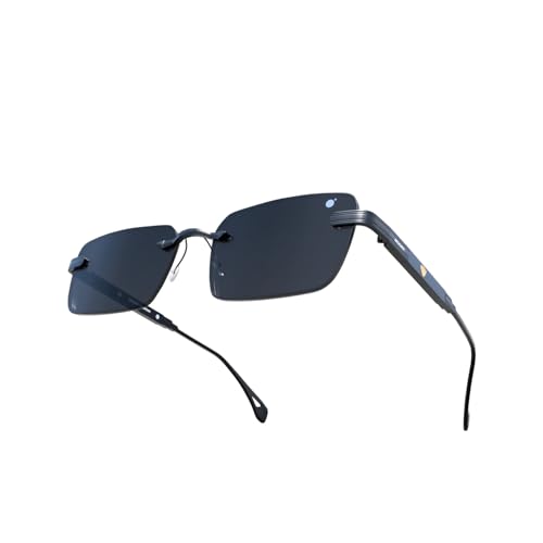 Image of MOONX Matters S1 Rimless Sunglasses for Men & Women | UV Protection | Lightweight Metal Frame | Black PC Lens | Stylish Unisex Eyewear