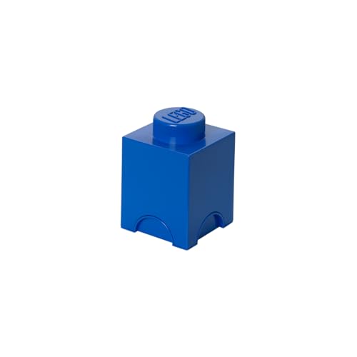 LEGO Storage Brick 1-Stud, Blue, – Stackable Storage Box with Lid, 1.2L Toy Organizer, Desk & Room Storage, Home Décor