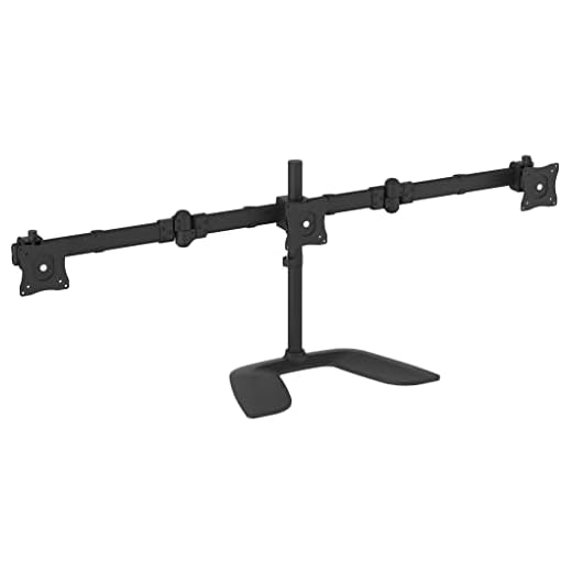 StarTech.com Triple Monitor Stand - Articulating - For Monitors 13” to 27” Adjustable VESA Computer Monitor Stand for 3 Monitor Setup - Steel - Black (ARMBARTRIO2)