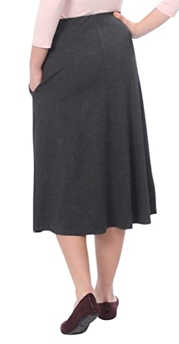 Kosher Casual Women’s Modest Lightweight Mid-Calf A-Line Skirt with On Seam Pockets2