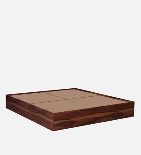Image of Mintwud Pepperfry Maya Queen Size Bed with Box Storage | Engineered Wood | Vintage Sheesham Finish | Sturdy & Elegant | Spacious Storage for a Clutter-Free Bedroom