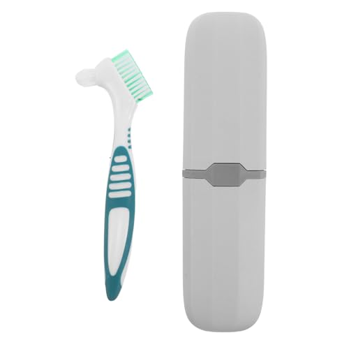 GOOHOCHY Cepillo para Limpieza de Dentaduras Postizas Portátil Estuche de Viaje Azul Gris Cepillo de Dientes para y Aparatos Set Compacto para Cuidado y Almacenamiento en Viaje