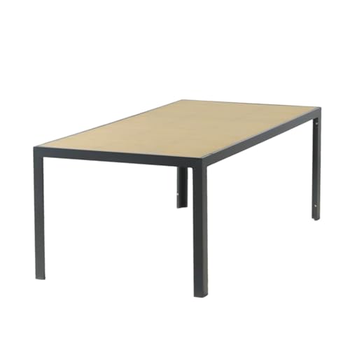 CONCEPT USINE | Table de Jardin Lagos 10 Places en Aluminium Gris | Plateau en Verre Trempé Effet Bois | Mobilier Jardin Terrasse Piscine | Résistance Soleil...