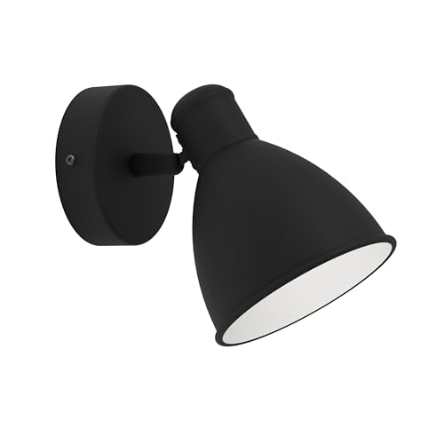 Eglo lámpara LED de pared interior San Peri 1, luminaria industrial con luz móvil, iluminador de metal en blanco y negro, luz de pasillo y sala, incluye bombilla GU10 blanco cálido