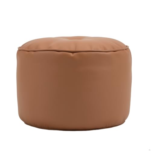 Image of Premium Faux Leather Footstool /Footrest /Pouffe | EPS Beans Filled | Ready to Use | Soft Cushioned Ottoman | Durable Leatherette Finish | Living Room, Bedroom & Office Color- (Tan)