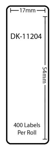 10 Compatibles Rollos DK11204 DK-11204 17mm X 54mm Etiquetas Para Brother P-Touch QL-500 QL-550 QL-570 QL-700 QL-800 QL-810W QL-820NWB QL-1050 QL-1060N QL-1100 QL-1110NWB (400 Etiquetas Por Rollo