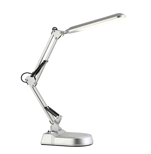 BEL AIR HOME - Lampada da Scrivania LED 10W Articolabile Serie Bridge | 3 Temperature Luce 3000-6500K | Design Moderno per Ufficio, Studio | Metallo (ARGENTO)