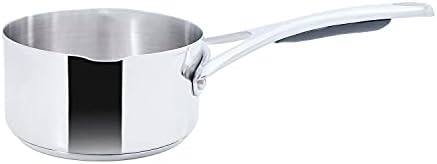 Meyer Select Nickel Free Stainless-Steel Open Milkpan | Tea pot| Milk Pot | Small Milk Pan with triply Base | Chai Pan | Mill pan for Cooking | Gas and Induction Compatible, 14cm/ 0.9 Liters, Silver