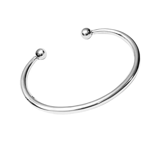 Women's Men's 925 Sterling Silver Torque Bangle | Classic Slim Plain Silver Bar Torque Bangle for Men and Women