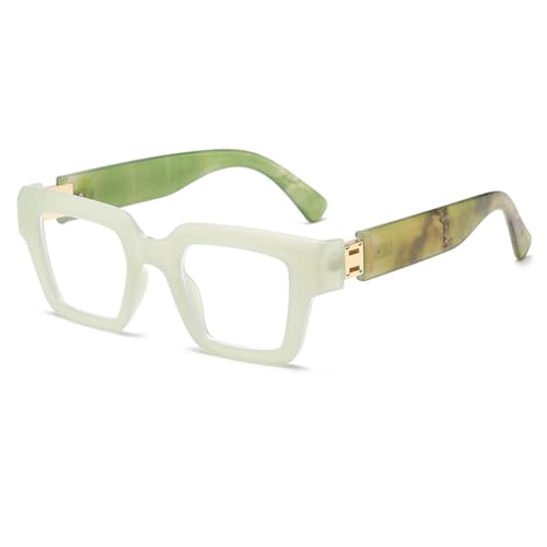Lunettes grand cadre carré vert LVTFCO miroir plat simple pour femme