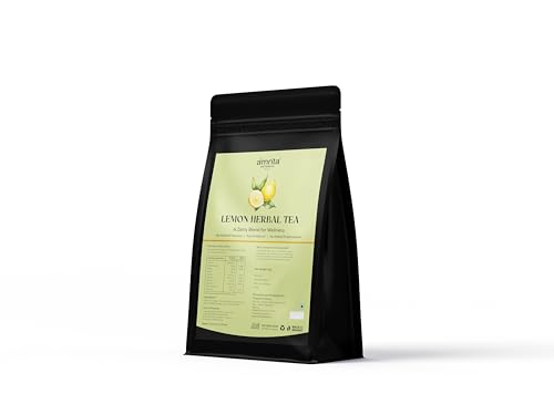 Image of Amrita Naturals Lemon Herbal Tea | 100% Natural Detox Blend with Ginger, Basil, Clove & Cardamom | Supports Immunity, Digestion & Relaxation | Can Be Brewed in Hot or Cold Water | 1 kg Pack