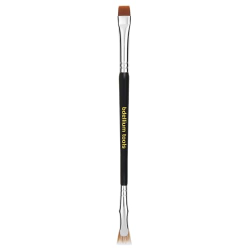 Bdellium Tools Professional Makeup Brush - Maestro Series 727 Double-Ended Bent Lash Fan/Flat Definer - With All-Vegan Synthetic Fibers, For Clean, Clump-free Mascara Application (Black, 1pc)