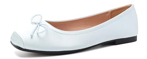 Women's Ballet Flats Square Toe Dress Shoes Comfortable Retro Bow Mary Jane Shoes Ladies Flats for Dressy Office