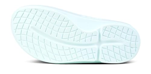 OOFOS OOahh Slide, Ice Blue - Lightweight Recovery Footwear - Reduces Stress on Feet, Joints & Back - Machine Washable Women’s Size 11