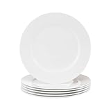 Fine Bone China Dessert Plates 6-Piece, Cake Plate, Side Plate 8 Inches, Fine Glaze With Pure White Color Sturdy and Durable, Thin Thickness and Light Weight, Microwave and Dishwasher Safe