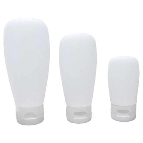 TOGEVAL 3 pièces Bouteilles de Voyage Rechargeables Silicone Flacons Cosmétiques Souples avec Bouchon Rabattable Conteneurs Portables pour Lotion et Produits de Beauté