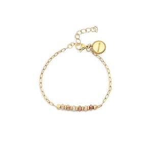SINGULARU – Pulsera Daylight Acero Baño Oro – Pulsera en Acero con Acabado Baño de Oro de 18 Kt y Piedras Naturales – Joyas para Mujer