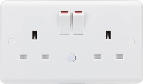 Knightsbridge 13A 2G DP Switched Socket with Night Light Function, Double Pole Switch, Automatic On-Off-On Operation, White