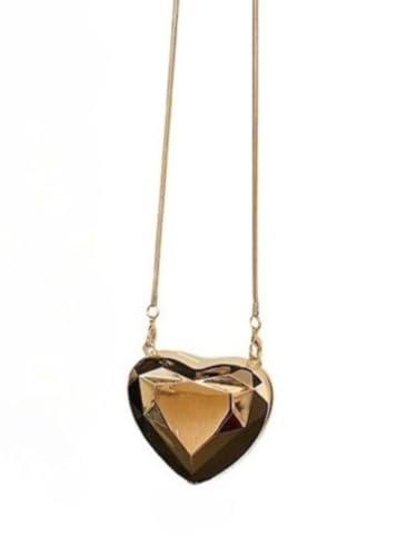 Bolsa Feminina Mini de Mão, Metal, Formato de Coração(Dourado)