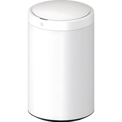 Lixeira Inteligente Automática Redonda com Sensor de Proximidade 4L Branco Aço Inox Abertura Rápida