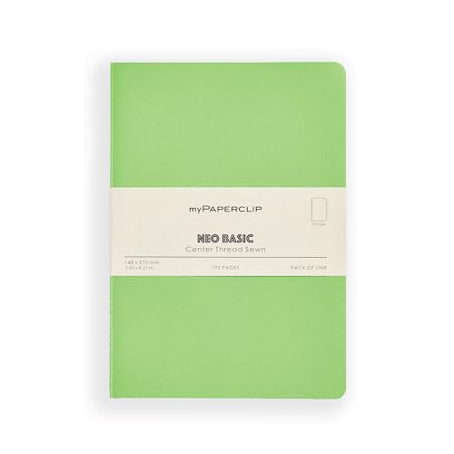 Image of myPAPERCLIP NeoBasic A5 Unruled Notebook | 192 Pages, 80 GSM, 250 GSM Soft Cover, A5 (5.83 x 8.27 in) | Green