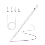 Penna Compatibile con Apple iPad 2018-2025,Ricarica Rapida,Rifiuto del Palmo,Palm Rejection,Stylus Pencil per ipad 11 A16/10/9/8/7/6,Pro 11/12.9,Air 3/4/5/M2/M3,Mini 5/6-Bianco