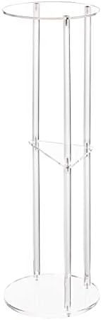HMYHUM Clear Acrylic Drink Table for Small Spaces, Martini Table for Living Room, Small Drink Side Table, 3 Tiers, C Shaped, 8" L x 8" W x 26" H