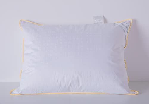 Eastwarmth Goose Down Feather Pillows Standard Size One Pillow 100% Cotton Classic White Supportive Cool Bed Pillows for Back Side Stomach Sleepers
