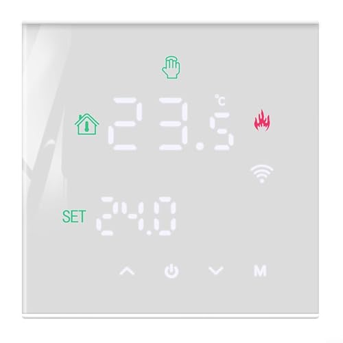 Zeroupshop Termostato eléctrico inteligente WiFi de 50 ~ 60 Hz, controlador de temperatura programable IP20 con control de voz, para aplicación Tuya, función de memoria