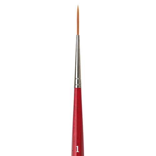 Image of da Vinci Watercolor Series 1280 CosmoTop Spin Paint Brush, Medium Needle-Sharp Liner Synthetic with Red Handle, Size 1