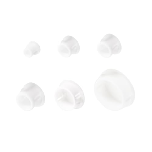 Image of uxcell Plastic Hole Plugs, 155Pcs 6 Sizes 3 /16 inch 1 /4 inch 5 /16 inch 3 /8 inch 1 /2 inch 1 inch Flush Type Panel Snap in Knockout Locking Plugs for Furniture Panels, White
