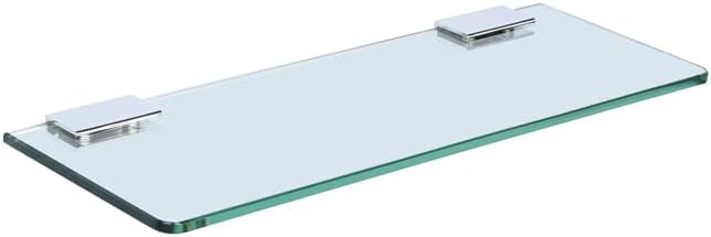Alise Bathroom Shelves Glass Shelf,Wall Mount Floating Shelves for Bathroom,Rectangular Tempered Glass Shelves for Wall Storage Organizer,Chrome and Clear Glass