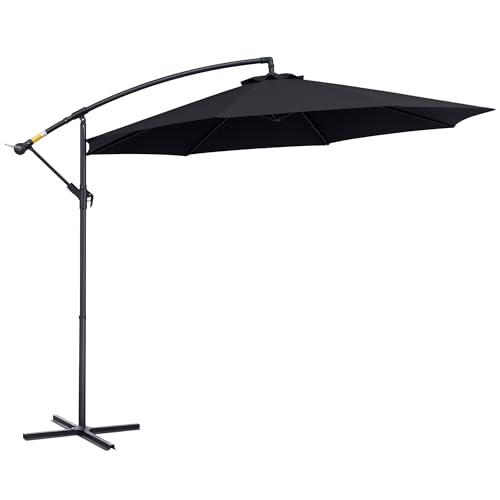 Outsunny Sombrilla de Jardín Ø300x250 cm Excéntrico Inclinable Negro