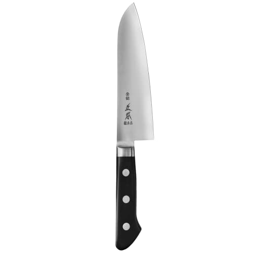 MASAMOTO at Japanese Santoku Knife 18cm (180mm) - Made in Japan - All Purpose Kitchen Knife - Sharp Japanese Stainless Steel Blade - Full Tang Pakkawood Handle - Image 2