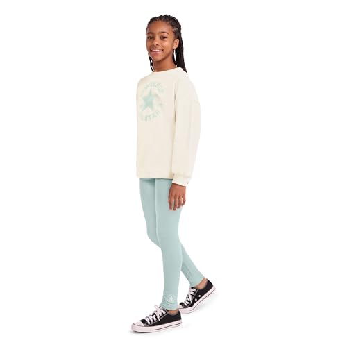 Converse Girls' Graphic Crewneck Sweatshirt and Legging Set, Mint Condition, Small