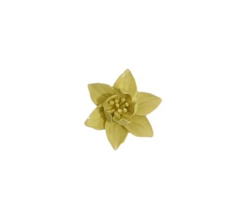 Image of Yellow,Yulan Magnolia, 2.76 inch,Ceramic Flower Wall Art Decor, Artificial Flower Wall Sculpture,Handmade Ceramic Flowers for Home,Hallway,Living Room, Kitchen,Bathroom