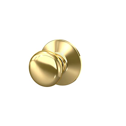 Schlage F10 Ply 605 Plymouth Door Knob, Hall & Closet Passage Lock, Bright Brass #TOP4