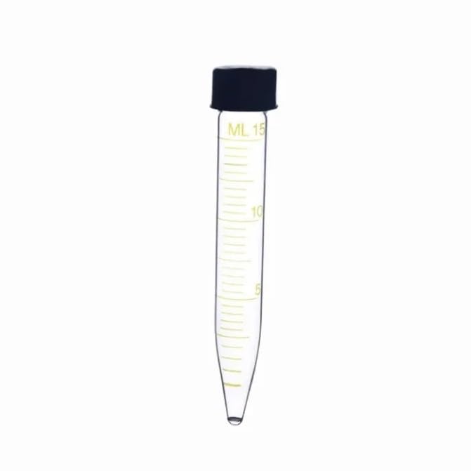 15ml Glass Centrifuge Tubes with Screw Cap - High Temp Resistant, Pack of 10, 18mm Diameter for Laboratory Analysis(Bottom Tip)
