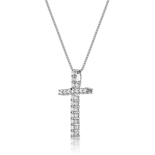 Lavari Jewelers 1/4 to 1 Carat Lab Grown Diamond Cross Pendant Necklace for Women - 10k White Gold Pendant - 18 Inch Long Chain Necklace (G-H, VS2-SI1, 0.25 to 1 cttw) Spring Ring3
