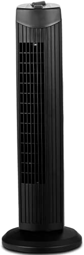FANTASK Tower Fan, 28 Inch Quiet Oscillating Fan, 3 Wind Speeds & Modes, Bladeless Standing Cooling Fan, Air Circulator Fan for Home Office Kitchen, Floor Fan for Bedroom Room (Black)