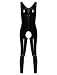 Men's One Piece Full Bodysuit Sleeveless Jumpsuit Shiny Patent Leather Zipper Bodysuit Fashion Catsuit Sexy Leotard Black S