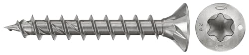 fischer Spanplattenschraube PowerFast II CTF 3,5 x 16 A2 200, Senkkopf, Innenstern-TX-Aufnahme, Vollgewinde, Edelstahl A2… – Ansicht 1