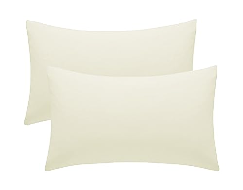 Pillow Cases 2 Pack Cream, 100% Brushed Microfibre UK-Standard Size 50x75cm Envelope Closure Pillowcase
