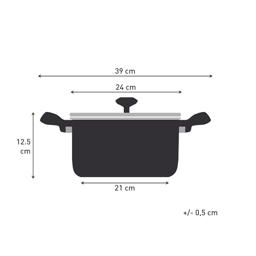 Tefal Titanium Essential Stewpot 24 cm + Lid, Non-Stick Coating, Metal Spatula Safe, Compatible with All Hobs Except Induction, B9414644