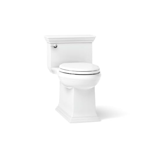 KOHLER K-6428-0 Memoirs Stately Comfort Height Skirted One-Piece Compact Elongated 1.28 GPF Toilet with AquaPiston Flush Technology and Left-Hand Trip Lever, White