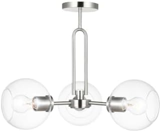 Generation Lighting 7755703-962 Codyn Semi Flush Mount, 3-Light 180 Total Watts, Brushed Nickel Silver